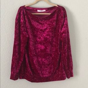 Pink velvet long sleeve shirt